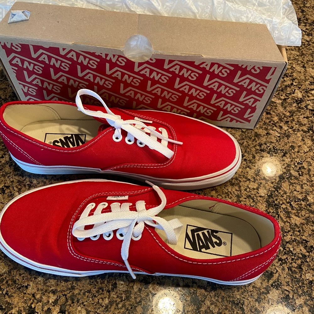 Vans Authentic™ (Red/White) with box. Size Mens 8 / Womens 9.5